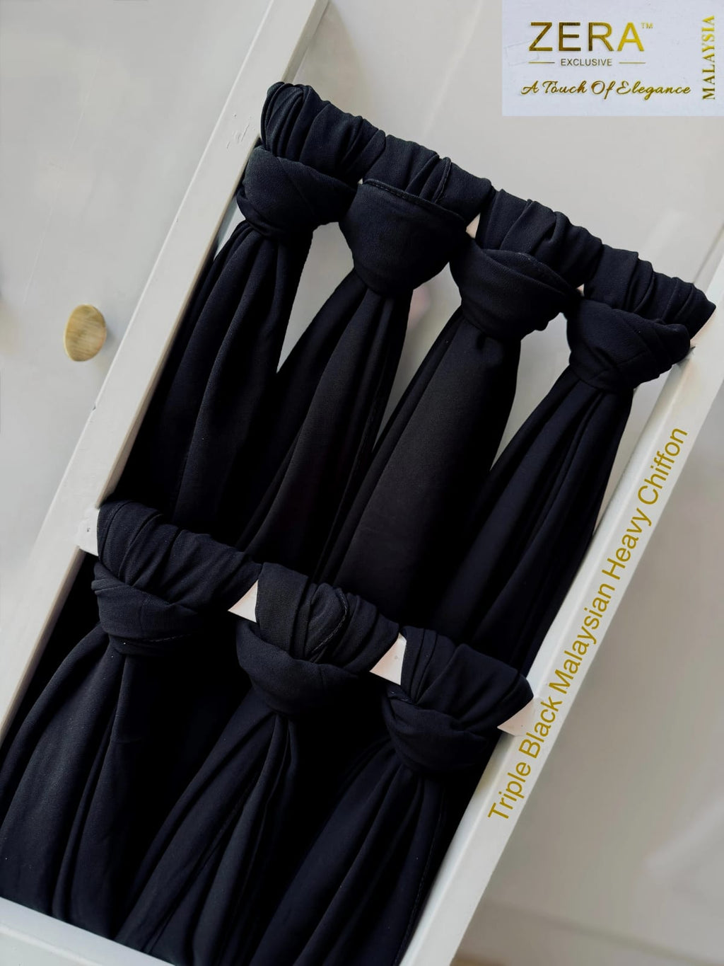 ZERA Triple Black Chiffon Hijabs