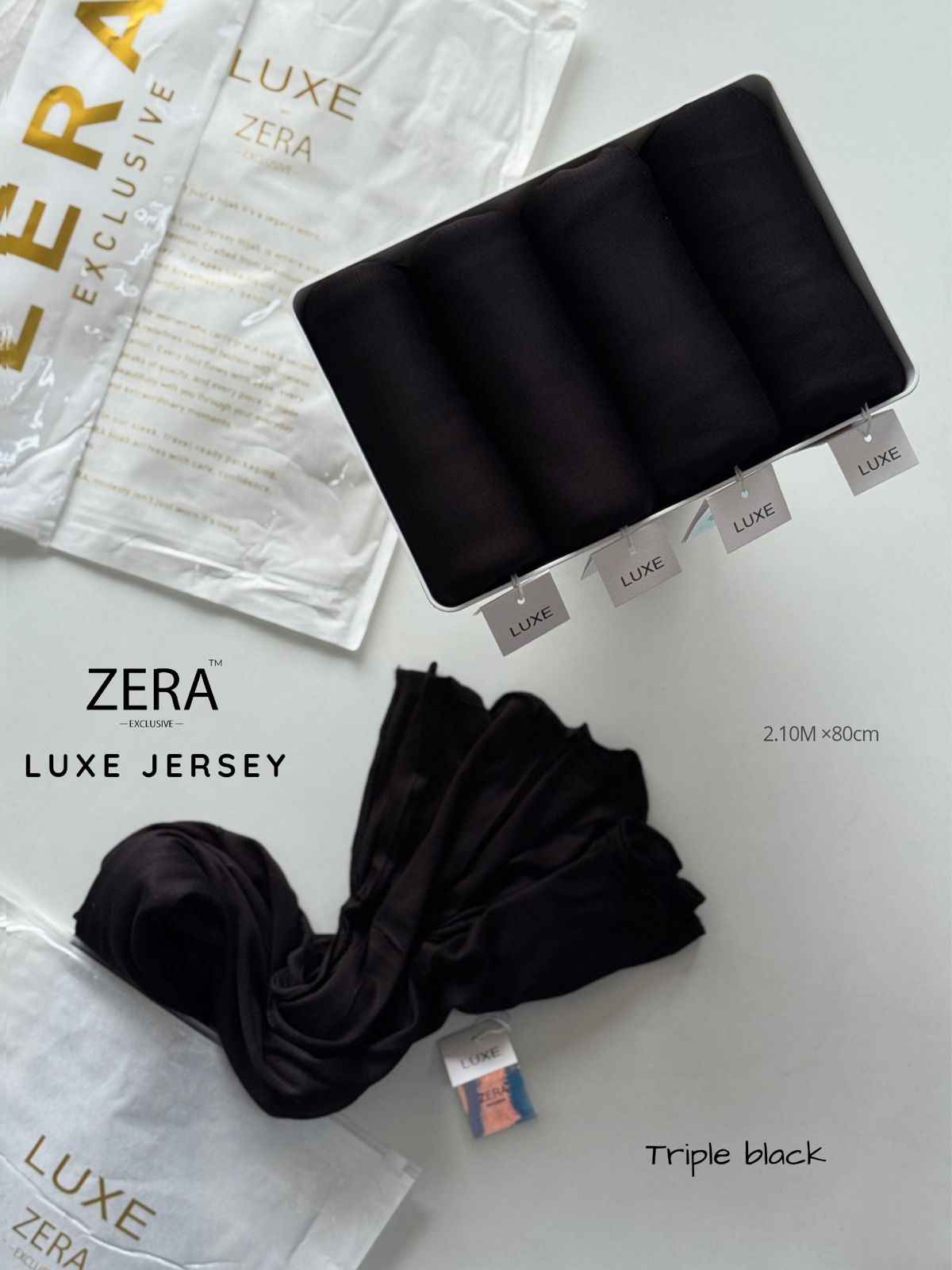 Triple Black Luxe Jersey Hijabs